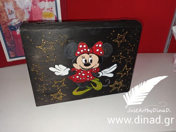 xylino kouti bizoutiera zografismeno minnie mouse